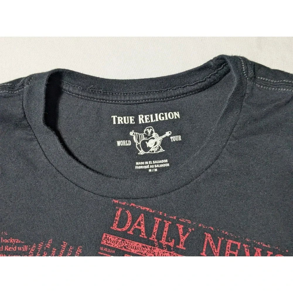TRUE RELIGION NEED TRUE? CALL NOW Men‎ Medium Black Cotton T-Shirt